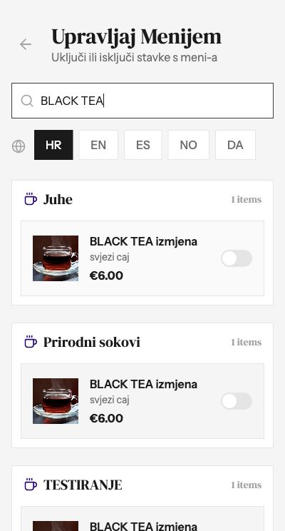 Search to quickly find a drink or another product.