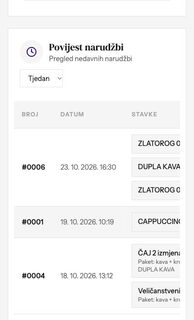 Choose a period and tap the relevant order number.